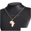 Pendant Necklaces Hip Hop Map Of Africa Necklaces Pendants Gold Sier Globe World African Maps Pendant Necklace Women Men Earth Jewelry Dhcna