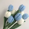 Other Arts and Crafts Creative Handmade Knitted Flowers Artificial Tulip Bouquet For Home Decor Wool Yarn Crochet Friendship Flower Mother's Day Gifts YQ240111