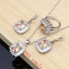 Sets Exquisite Frauen Silber 925 Schmuck Set Champagner Topas Weiß CZ Schmuck Ohrring/Anhänger/Halskette/Ring/armband Dropshipping