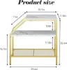Wolawu bijzettafel 3 lagen wit marmeren houten nachtkastje met opbergladder plank bank bijzettafel voor kleine ruimte moderne trapeziumvormige meubelplantenstandaard