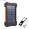 Bancos de energía para teléfonos celulares para banco de energía solar 10000 mAh Batería externa Carga rápida Powerbank impermeable con linterna SOS PoverbankL240111