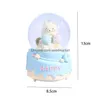 Oggetti decorativi Figurine Orso carino Globo di neve luminoso con musica Sfera di cristallo Sfera Vetro Ufficio Decorazioni per la casa Artigianato Bambini Nascita Dhlzj