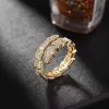 Designer premium cheio de diamante moda cobra rosa ouro sier anel jóias finas presentes de aniversário e natal para casais 666