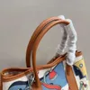 Bolsas de grife de luxo moda totes 2023 nova moda palma padrão contraste cor saco graffiti bolsa de ombro portátil bolsa de couro genuíno bolsa feminina