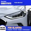 Faro LED para Hyundai Elantra 16-20, accesorios para coche, señal de giro tipo serpentina dinámica, luz de circulación diurna, lámpara frontal, piezas de automóvil