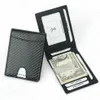 rfidカーボンファイバーパターン男性用のスリムマネークリップマネークリップ付き小さな財布財布の革のミニウォレット