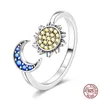 925 CZ Verlobungsringe für Frauen 100 % 925 Sterling Silber Hand Sonne Mond bunte Zirkon Ringe romantische Hochzeit Valentinstag Schmuck