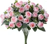 Fleurs décoratives artificielles 10 têtes de roses en soie, fausses pivoines d'eucalyptus blanches, décoration de mariage, faux jardin de maison