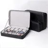Caixas de relógio casos 6 10 12 grades caixa portátil organizador pu couro caixão com zíper clássico multi-funcional pulseira display c208x