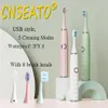 Whitening Sonic Electric Toothbrush Whitening Teeth Clean Adult Tooth 8 Brushes Replacement IPX6 Smart USB Charging 5 Modes Protect Gums