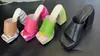 Тапочки женские коровьи рисунки на каблуках дизайнер обувь дизайнер Sandal Home Cunky Summer копытая элегантная вечеринка 240110