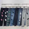 Jeans firmati da uomo Designer da donna Make Old Washed Chrome Pantaloni dritti cromati Stampe con lettere a cuore per donna Uomo Casual lungo lussuoso