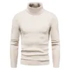 Jesienne zimowe golarki pulloczy ciepły solidny kolor męski sweter szczupły pullover menu dzianinowe swetry dna koszula 240111