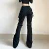 Jeans Street Style Women Metal Leg Ring Splice Slim Female Long Pants Low Waist Fashionable Cargo Pant Flare Cool Girl Trousers