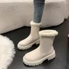 Botas 2024 inverno vendendo alta mulheres genuínas lã de couro quente longo cor sólida grande tamanho moda bottes