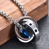 Pendentif Colliers Trois Cercle Hommes Collier Incrusté Cristal Tendance Personnalité Évider En vedette Accessoires Quotidiens Cadeau