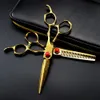 Professionelle 6 '' Upscale Schere Gold Damaskus Haarschere Schneiden Friseur Werkzeuge Haarschnitt Effilierschere Friseur 240110