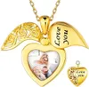 Halsketten Goldchic Love You Herz-Medaillon-Halskette für Damen, 925er Sterlingsilber, individuelles Foto, gravierter Text, Erinnerungsschmuck, Geschenk für Sie