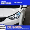 För Hyundai Elantra LED-strålkastare 11-16 Biltillbehör Dynamisk streamer Turn Signal Indicator DRL DAYTIME Running Light Front Lamp