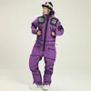 2024 Women Ski Suit Snowsuit Sport Women Ski Set Waterproof Hooded Woman Snowboard Jumpsuit Mountain Clothes Overall 240111