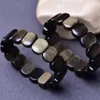 Armband naturliga regnbåge ögon obsidian armband kvinnor läker smycken svarta jade pärlor elastiska armband guld obsidians lyckliga amulet gåvor