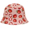 ベレー帽2024夏野菜の果物プリントバケツ帽子のためのヒップホップサンハット男性女性漁師のキャップボーイパナマゴロス
