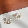 Stud Earrings Selling Tulip Flower Sweet Versatile Fashion Women Elegant Zircon Pearl Earring Exquisite Party Jewelry Gifts