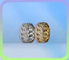 10mm Hip Hop 2 Rows CZ Stone Bling Iced Out Round Cuban Chain Finger Rings for Men Rapper Ring Jewelry Gold Silver Color253w7005568