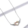 Pendant Necklaces Huitan Two Tone Hollow Out Heart Wing Necklace For Women Romantic Bridal Wedding Neck Accessories Statement Jewelry