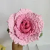 Decoratieve bloemen gebreide bloem kunstmatige roos boeket handgeweven haak breien zelfgemaakte voor bruiloft decoratie woondecoratie