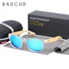 Sunglasses Barcur Classic Bamboo Sunglasses Wood Transparent Plastic Frame Women Men Polarized Sun Glasses with Box Free