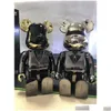 Figuras de brinquedo de ação Bearbrick Daft Punk 400 Joint Bright Face Violence Bear 3D Ornamento Original Estátua Sombria Modelo Decoração Med Dhwmi