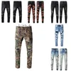 Mens Jeans Designer Camouflage Pants Skinny Rip Motorcykel denim Slim Stretch Fit With Hole Patch Hip Hop Streetwear For Man Straight Distress Joggger Byxor 2nro