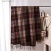 Halsdukar 2023 Autumn Winter Men Women Grid Warm Windoatt Schal Shawl Neckerchief Long Wraps Fashion Tassel Head Scarves Tjocklek Korean Q240111