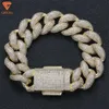 Pulsera personalizada de alta gama para hombre, Hip-hop, 15mm, S925, plata 9k, 10k, 14k, oro de 18k, pulsera cubana con diamantes de moissanita