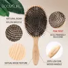 Brosse à cheveux en poils de sanglier Peine en bois de chêne pour femmes style Massage du cuir chevelu brosse à cheveux Salon De beauté accessoires De barbier 240110