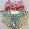 Qinjoyer Mayo Kadın Sevimli Kalp Baskı Brezilyalı Bikini Set Seksi Thong Mayo İki Parça Mayo Kadınlar Plaj Wear240111