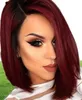 Beleza ombre vermelho bob perucas para mulheres sintético curto loiro preto marrom peruca reta borgonha cabelo resistente ao calor fibra 10151533155854
