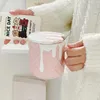 Mugs 420ml Ceramic Mug Creative Ice Cream Biscuit Shape Coffee Milk Cup With Lid And Spoon