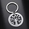 Keychains Dreamtimes Fashion Stainless Steel Tree Keyring Ring Hollow Out Men's Car Gift Souvenir Wholesale