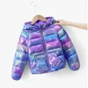 Пуховое пальто, зимняя теплая куртка с капюшоном для детей от 2 до 8 лет, модная детская одежда с буквенным принтом для мальчиков и девочек, корейская версия