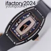 JF Richdsmers tittar på Factory Superclone RM Tourbillon Richarder armbandsur RM0701 Vitt keramiskt fodral ihålig utringning med diamanter röda läpp kvinnor rdq0 u