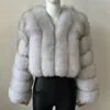 Casaco de pele de raposa com decote em v inverno mulher manga longa quente casaco de inverno moda feminina jaqueta de pele de luxo teddy chique outwear 240111