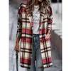 Höst- och vintermode Woolen Coat Plush Plaid Midlängd Temperament Womens English Style 240110