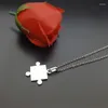 Collane con ciondolo Collana quadrata in acciaio inossidabile 316L Uomo Donna Puzzle Love Friend Gioielli puzzle color argento