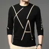 Мужской хлопковый вязаный свитер, рубашка 2023, мужская полосатая рубашка с круглым вырезом, брендовая мода, повседневная винтажная рубашка с пламенем 240111