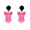 Dingle örhängen rosa serie alla hjärtans dag temat tryck harts tecknad cosplay handcraft akryl svart droppe
