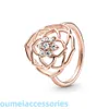 jewellery Designer Pandoraring Dora's Band Rings S925 Pure Silver Flower Brocade Cluster Connected Hollow Relief Rose Female Heart Ring