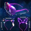 LED Light Up Glasses Rabbit Cat Ear Crown pannband Neon Party Supplies Mardi Gras Glödande fönsterluckor Ögade Birthday Wedding Decorations BJ