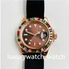 Titta på män Rainbow Bezel Automatic Mechanical Watches Rubber Strap Montre de Luxe Wristwatch For Men Sapphire Luminous With Box